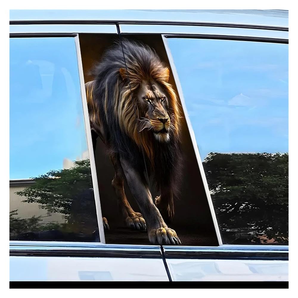 Car Parts 2pcs Car Door Post Decals Lion Pattern Scratch Resistant Film