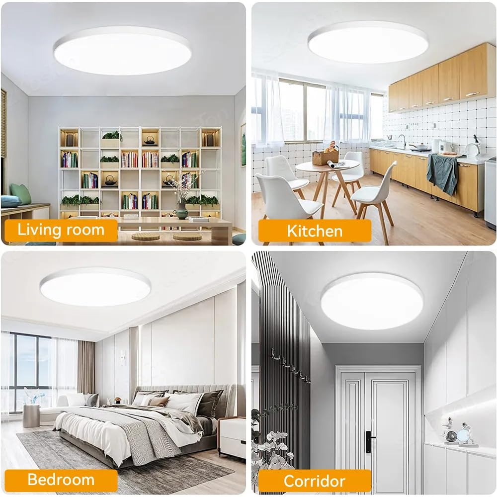 Plafoniera LED Soffitto 18W 1800LM - 2 Pezzi, Luce Bianca 4000K, IP44 Impermeabile, Per Bagno, Cucina, Ufficio - Foto 5
