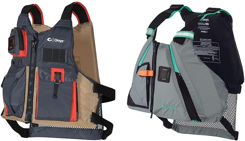 ONYX Kayak Fishing Life Jacket and Onyx MoveVent Dynamic Paddle Sports Life Vest