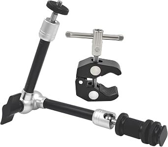 11" Articulating Magic Arm with Super Clamp, 1/4" & 3/8" Thread Screws, 360 Dual Ball Heads, Friction Power Arm Suitable for Monitor, DSLR, Microphone, GoPro, SmallRig, LED Light, Action Cameras