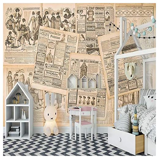 ZDPLL Barnrum tapet vintage tidning flicka sovrum tapet dagis pojke rum tapet sömlös tapet väggdekoration fototapet 3D fleece väggmålning sovrum 140 x 100 cm