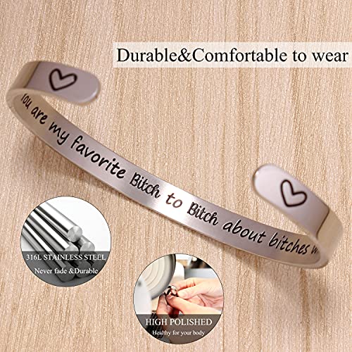 Friend Bracelet Friendship Bracelets for Women Sisters Inspirational Gifts for Her Teen BFF Bestie Cuff Mantra Engraved Jewelry - Thumbnail 2