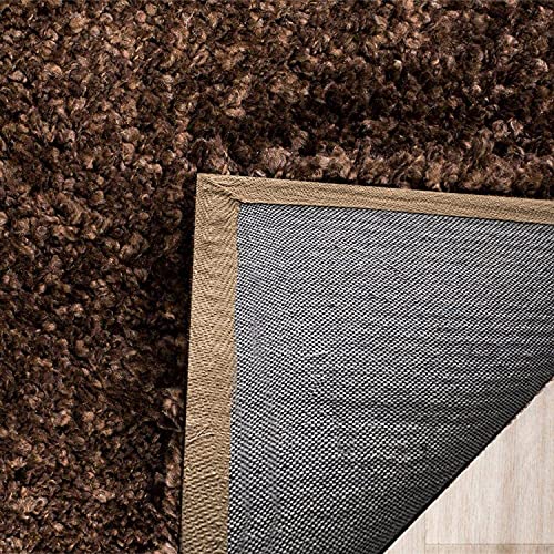 Image of Solid Fluffy Rugs and Carpet for Hall and Drawing Room 5x7 Feet Brown Color