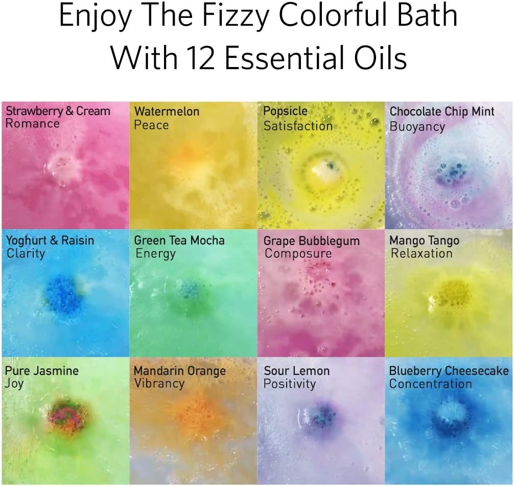 Bath Bombs Gift Set - Organic Extra Large 12 Pack Handmade Natural Bath Bombs with Essential Oils, Sea Salt, Shea Butter, Coconut Oil - Perfect Birthday, Valentines Gift for Women, Kids