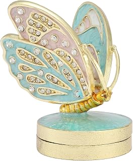 Butterfly Shape Trinket Box Hinge Hand-Painted Small Jewelry Ring Holder Boxes Enamel Animals Craft Christmas Gift for Women