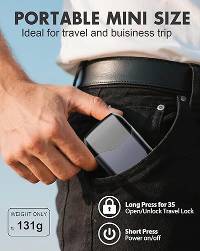 Miniatura 7 de Afeitadoras eléctricas de aluminio para hombres, mini afeitadora de bolsillo, 100% impermeable para afeitado húmedo y seco, afeitadora eléctrica