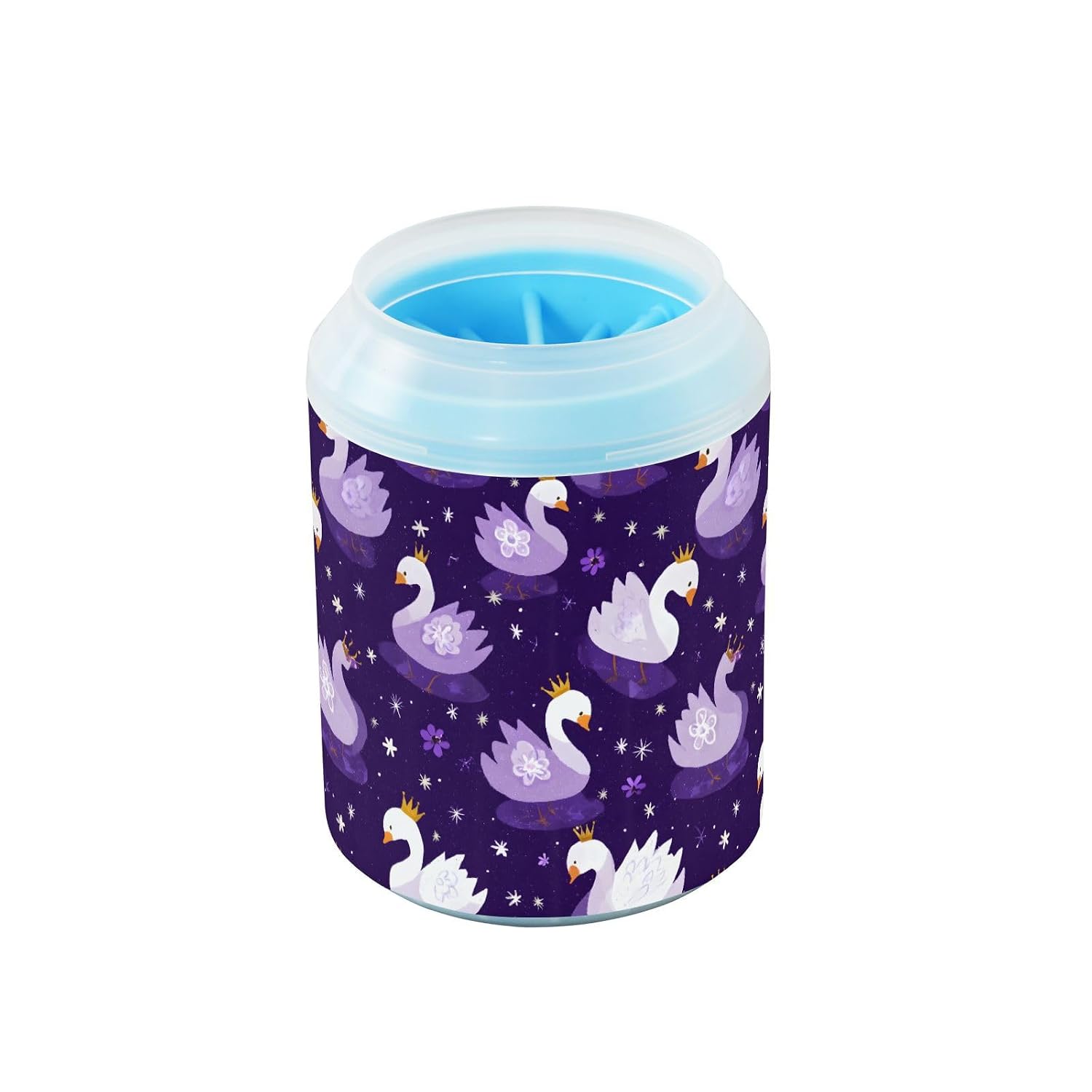 Cute Swans with Crowns and Flowers Dog Cats Paw Cleaner/Washer, Paw Muddy Paw Cleaner, Pet Foot Washer Cup for Small Medium Large Breed Dogs/Cats