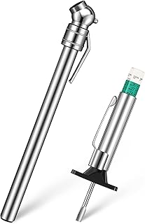 2 Pieces Tyre Safety Kit Include Tyre Tread Depth Gauge and Tire Air Pen Pressure Gauge, Tyre Depth Measurement Tool and Pencil Tyre Pressure Gauge Stainless Steel Tire Pressure Gauge for Cars