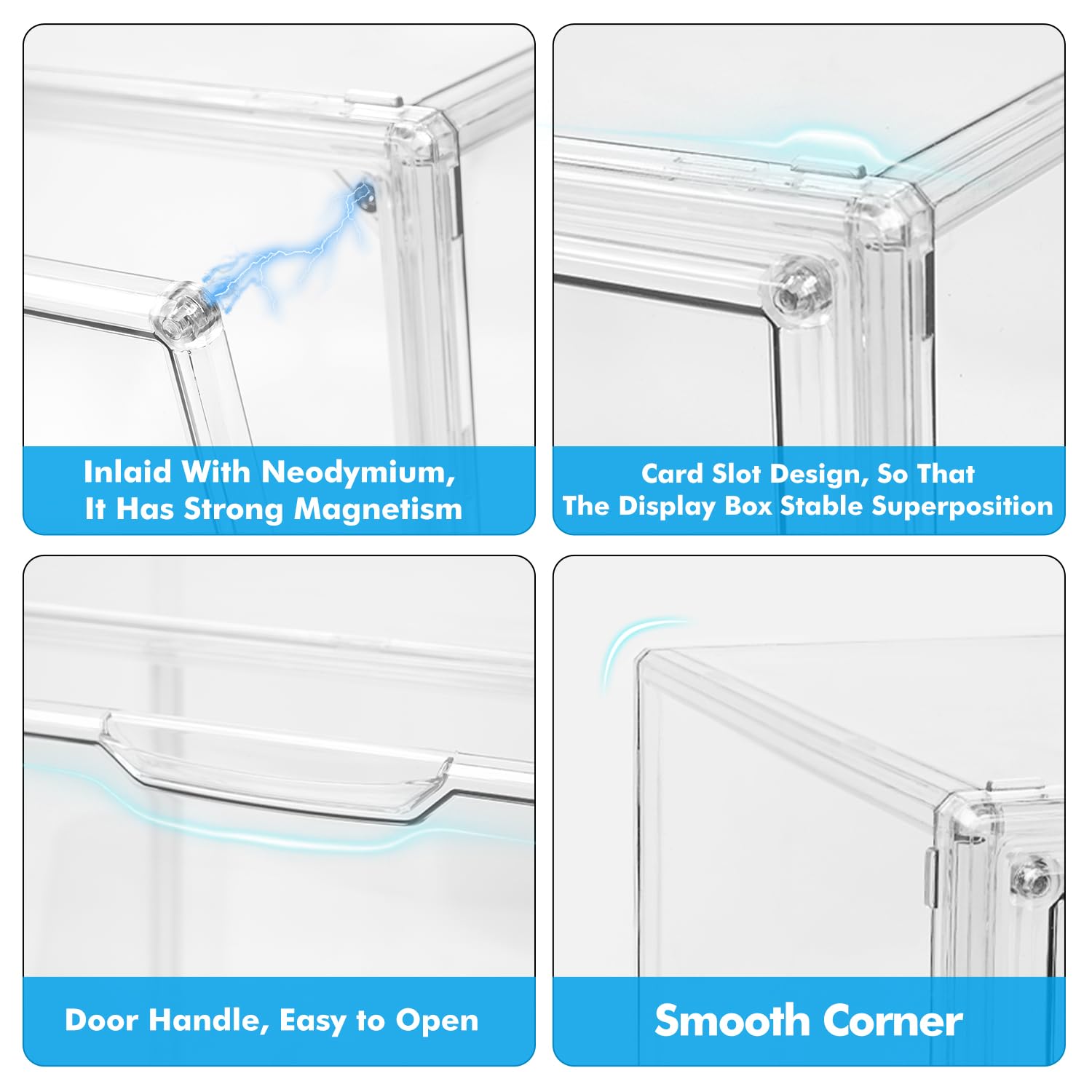 4 Packs LINYAPRY Clear Plastic Handtas Organizer - Stapelbare Acryl Opbergdozen Met Magnetische Deur