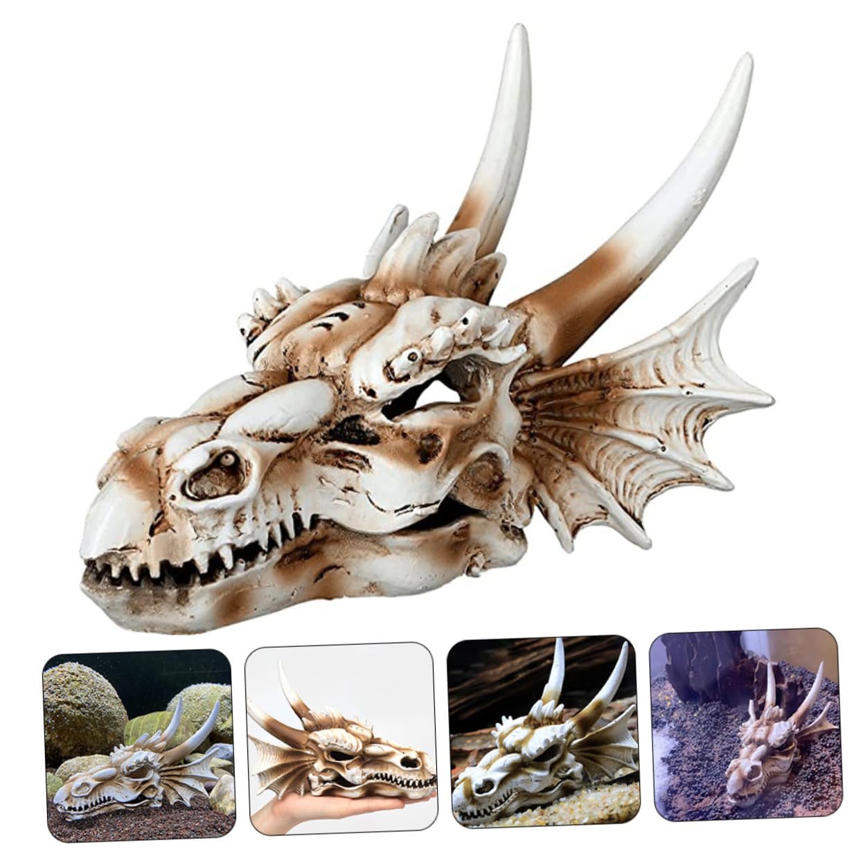 BESPORTBLE Décoration De Crâne De Dinosaure Résine pour Aquarium Accessoire De Paysage Naturel pour Réservoir Eau Et Terrarium Décoratif Et Durable pour Poissons Et Reptiles