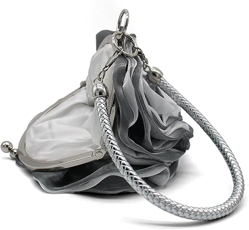 Miniatura 5 de Bolso de noche en forma de rosa, bolso de mano de satén suave, bolso de mano floral para mujer, bolso de fiesta de boda