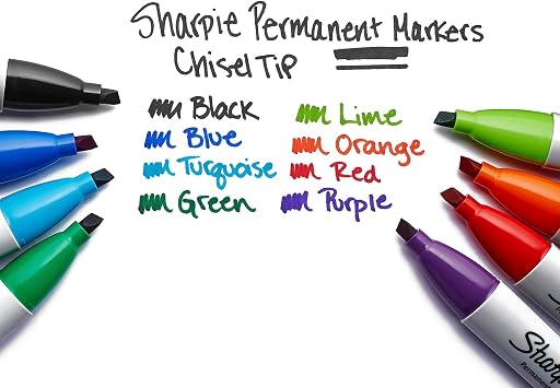 Sharpie 38201 Permanent Marker 5.3mm Chisel Tip Black Dozen