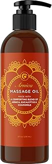 Arnica Massage Oil for Muscle Relaxing - Comforting Sore Muscle Massage Oil for Full Body Relief with Soothing Chamomile Lavender Peppermint & Rosemary Essential Oils - Vegan & Non GMO (8 Fl Oz)