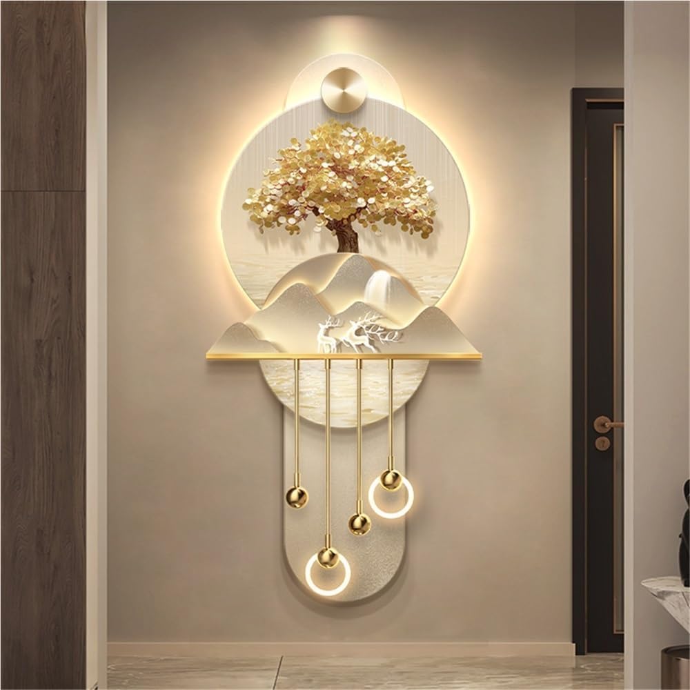 MESCXTY Decoración de Pared 3D de imitación,lámpara de Pared Moderna,Pintura Decorativa LED con Fuente de alimentación enchufable,Obras de Arte para Colgar en la Entrada y Sala de Estar (120 x 50 cm)