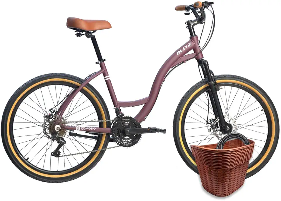 Kit Bicicleta BLITZ Aro 26 Cômodo Alumínio Urbana Sh 21V Freio a Disco + Cestinha e cadeado