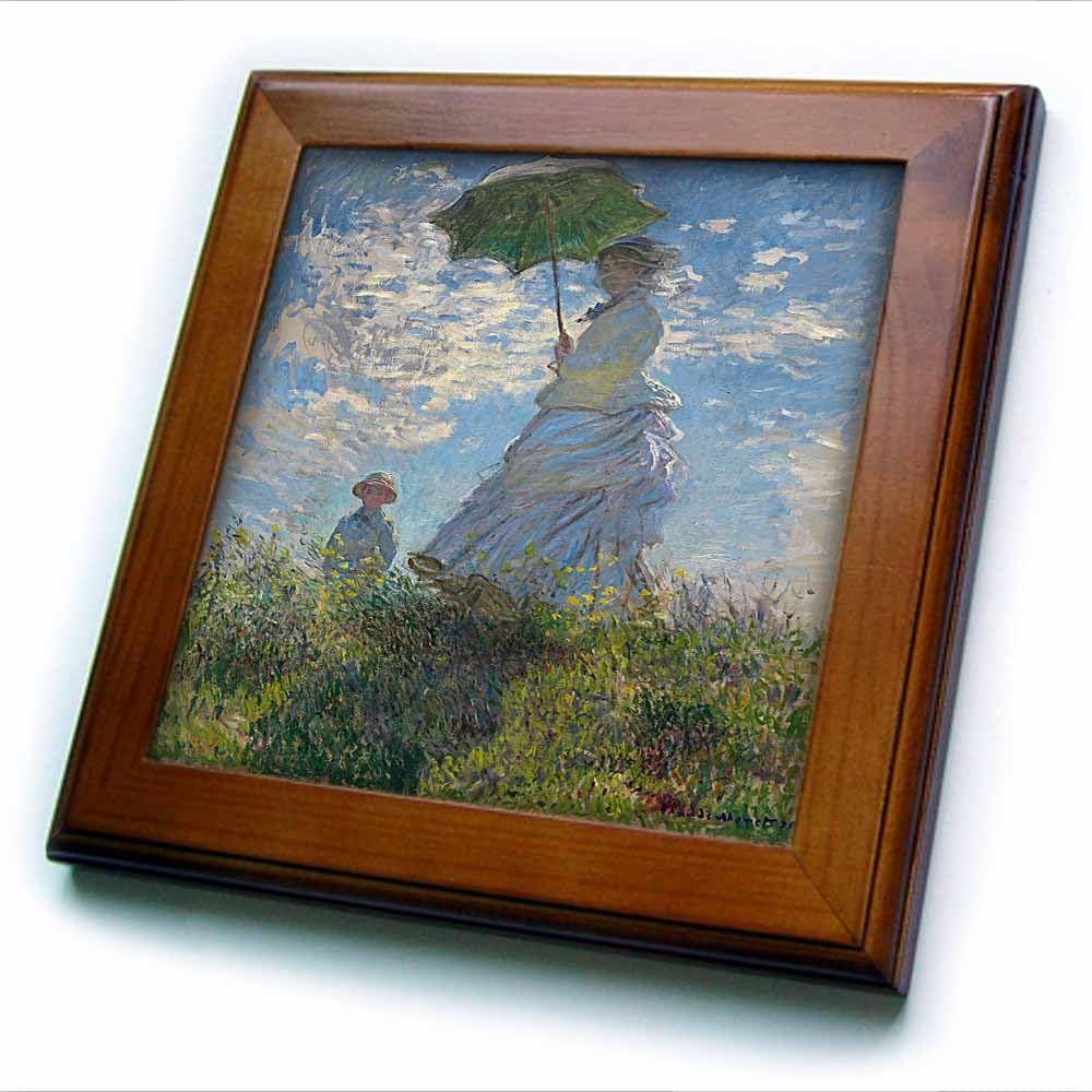 3dRose ft_179210_1 Woman with a Parasol, Camille & Jean Monet, Claude Monet 1875, PD US Framed Tile, 8 by 8"