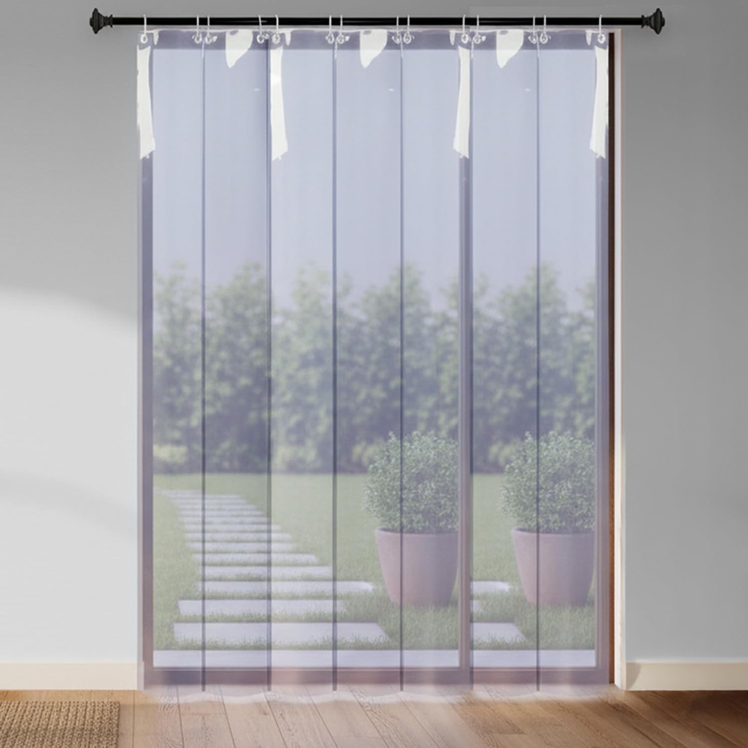The Furnishing Tree Transparent PVC AC Strip Curtain 6.5 Ft Long – Set of 6 Strips (8 Inch / 20.32 cm Width Each), 1mm Thickness Door Curtain for Home, Balcony & AC Room