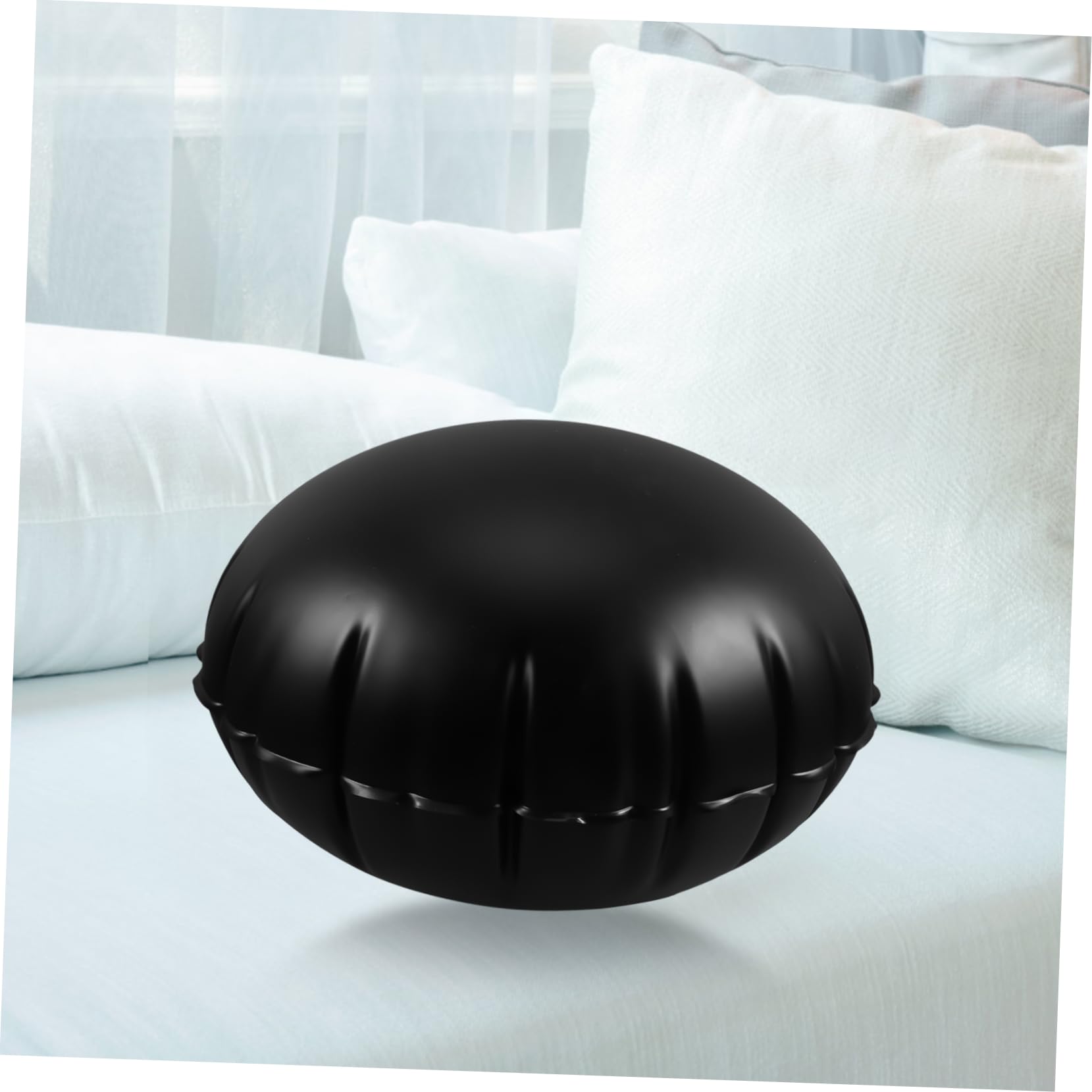 BESTOYARD Cuscino Autogonfiabile Rotondo in Pvc Nero, Cuscino da Campeggio Gonfiabile per Viaggi in Auto e Avventure All'aperto, Rapido da Gonfiare
