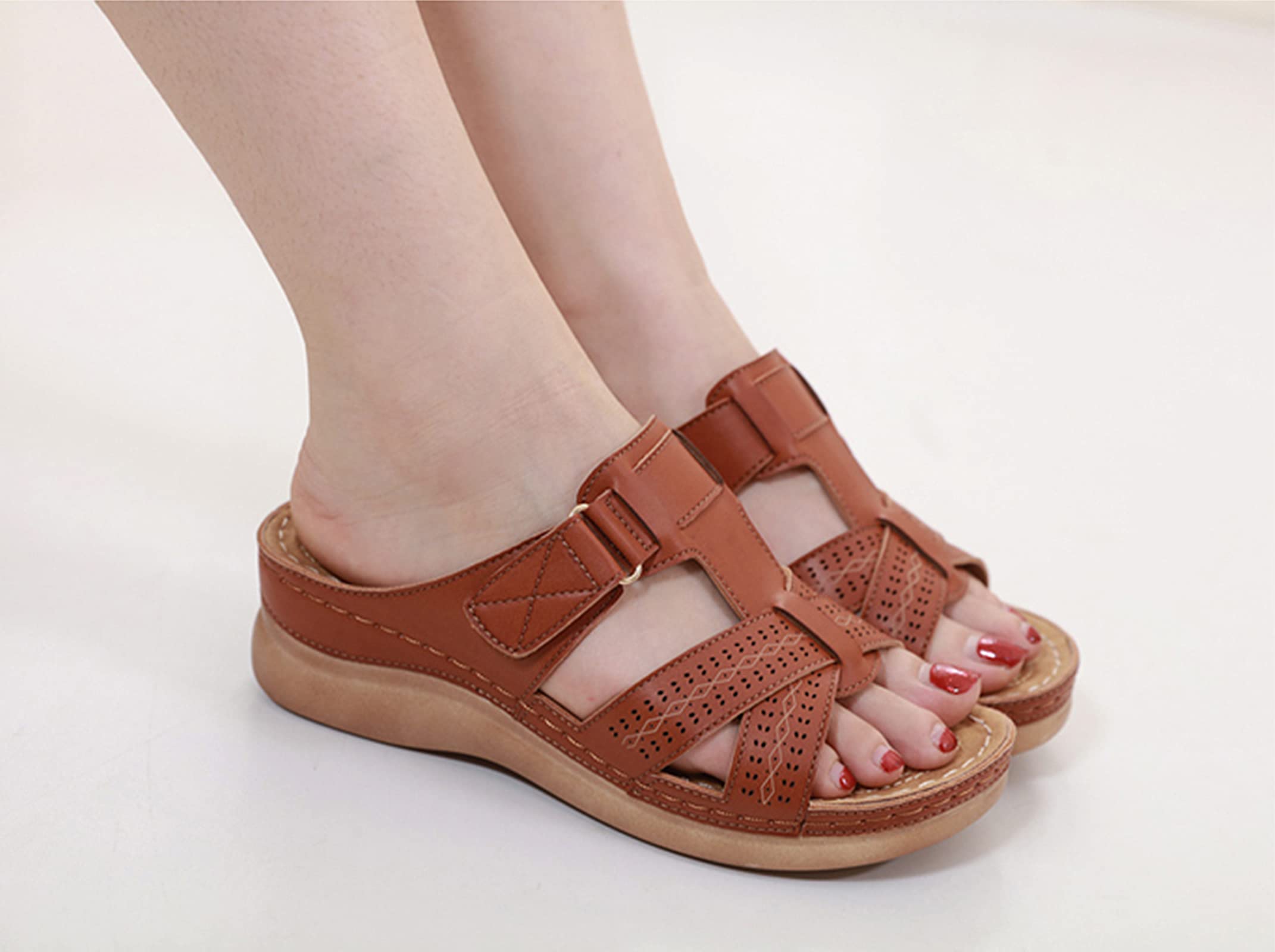 SMajong Ciabatte Donna Ortopedico Estive Moda Pantofole Donna Sandali Punta Aperta Con Zeppa Antiscivolo Scarpe Spiaggia