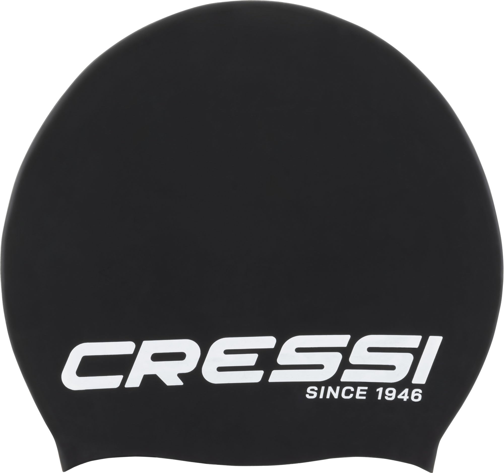 Cressi Loira Long Hair Swim Cap, New Hypoallergenic Silicone Swimming Cap, Optimal for Long Hair, Black/White, M, Adult
