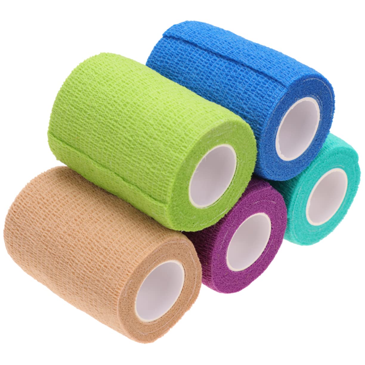 SEWOART 5pcs Pet Dog Bandage Set Self-Adhesive Nonwoven Tape for Muscle Injury Protection 7.5x5cm Skin-Friendly Strong Stretchy for Dogs Cats