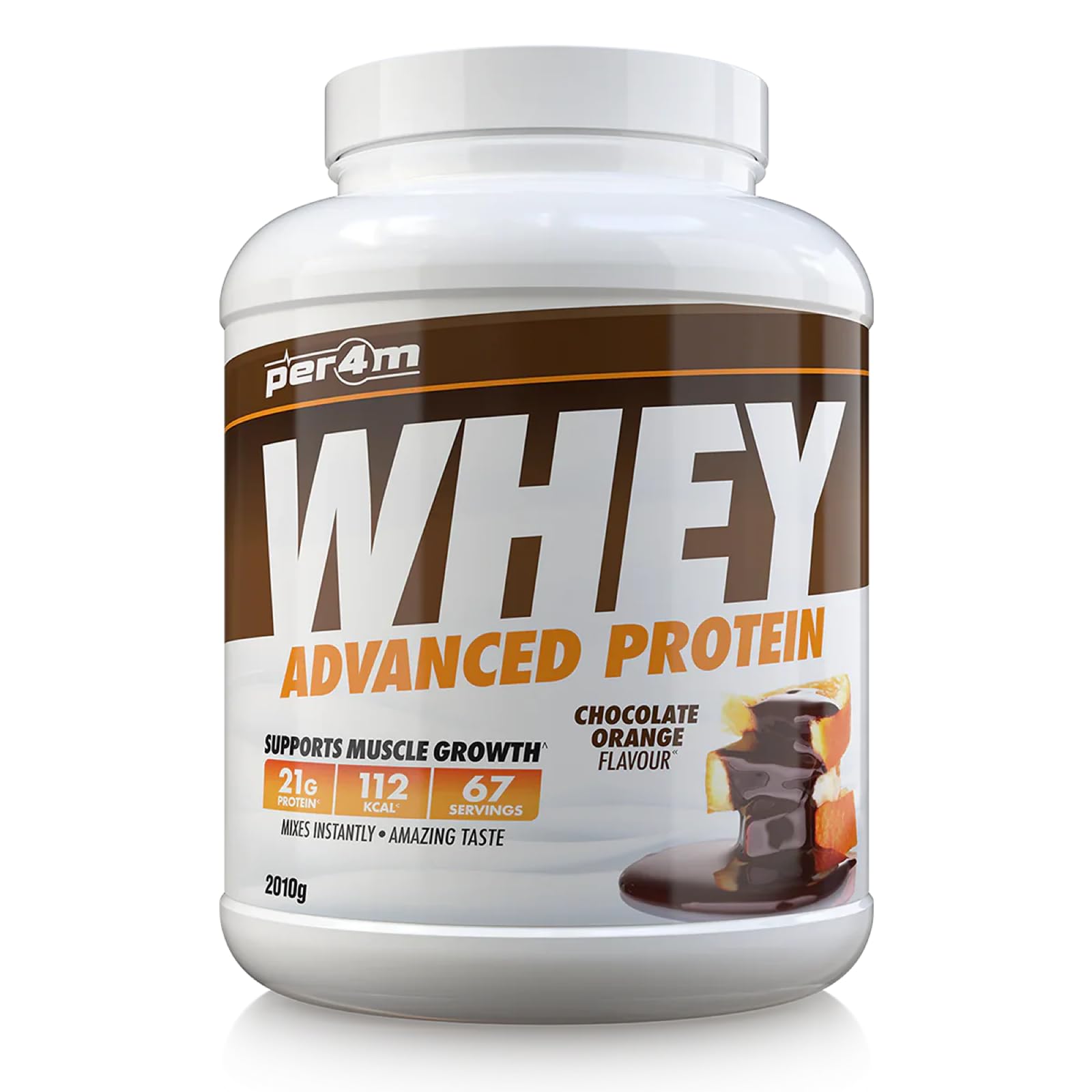 Per4m Protein Whey Powder | 67 Servings of High Protein Shake with Amino Acids | for Optimal Nutrition When Training | Low Sugar Gym Supplements (2010g, Chocolate Orange)