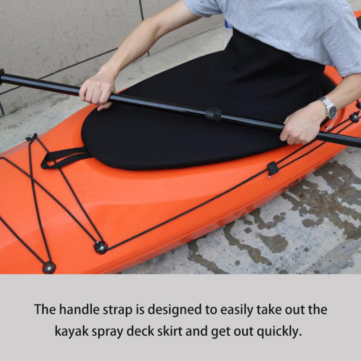 ifundom Faldones de Cubierta de Kayak y Canoa, faldón antisalpicaduras en Neopreno SBR, Talla única 85-105 cm, con asa de extracción, para piragüismo