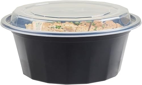 Miniatura 225 de Restaurantware Asporto - Cajas para llevar de 16 onzas, 50 recipientes de alimentos para llevar para microondas, tapas de plástico transparente Negro