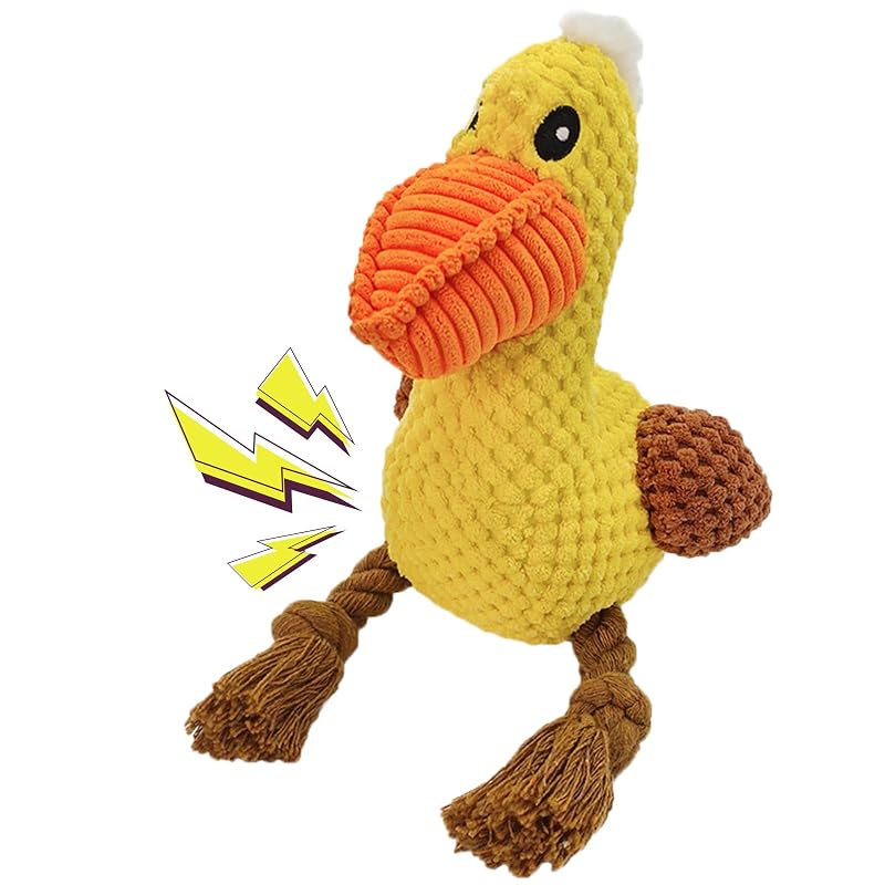 Brinquedo para Cães com Apito em Pelúcia, Pelicano com Pernas de Corda Puffnook – 1 unidade