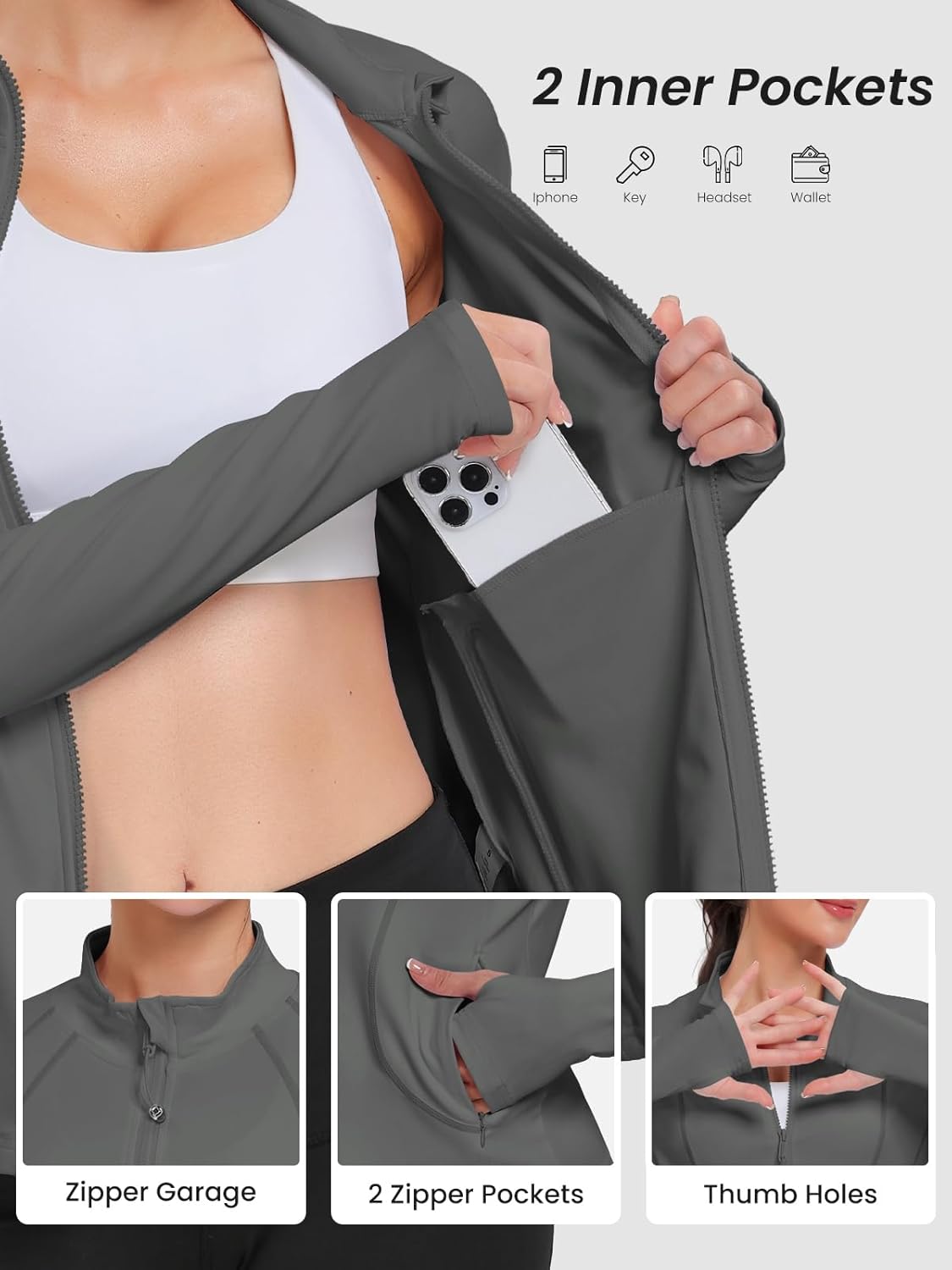 VUTRU Womens Workout Athletic Jackets Zip Up Sport Track Shirts Gym Yoga Sportswear with Pockets - Image 4