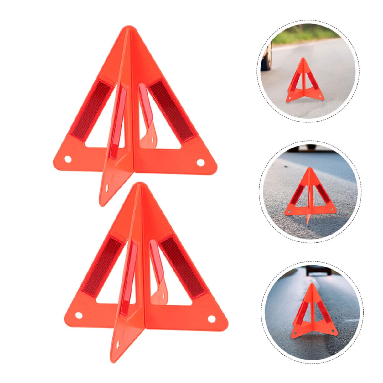 ERINGOGO 5 piezas Triángulos de Seguridad Reflectantes para Vehículos Unidades Señal de Advertencia Plegable y Estable Alta Visibilidad Nocturna para Emergencias Carretera Compatible