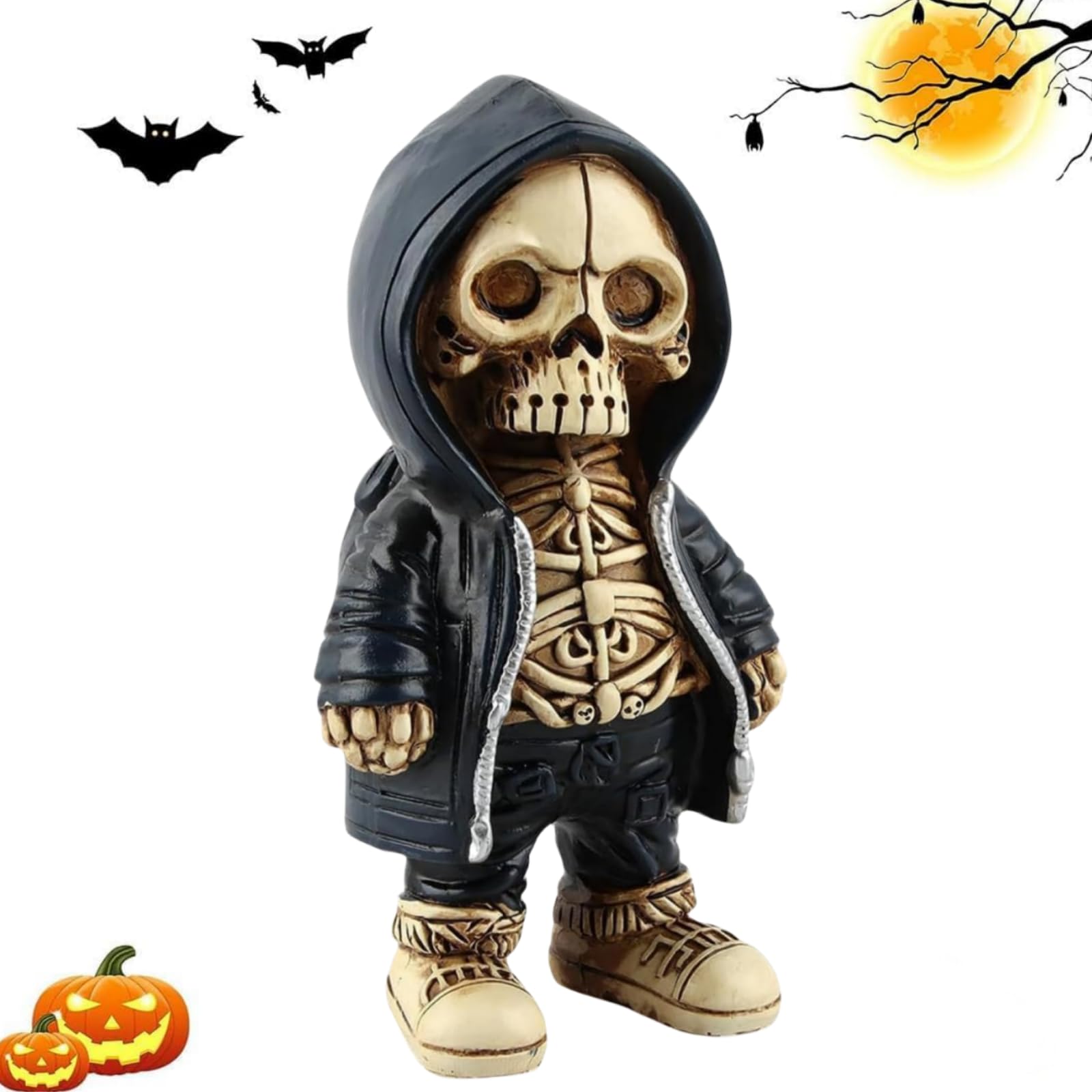 CHUNZHILAI Cool Skeleton Figurines,Gothic Skeleton Skull Marionette Statue Halloween Home Decor Creative Desk Ornament for Office Bedroom Collectible Gothic Gift for Women Men