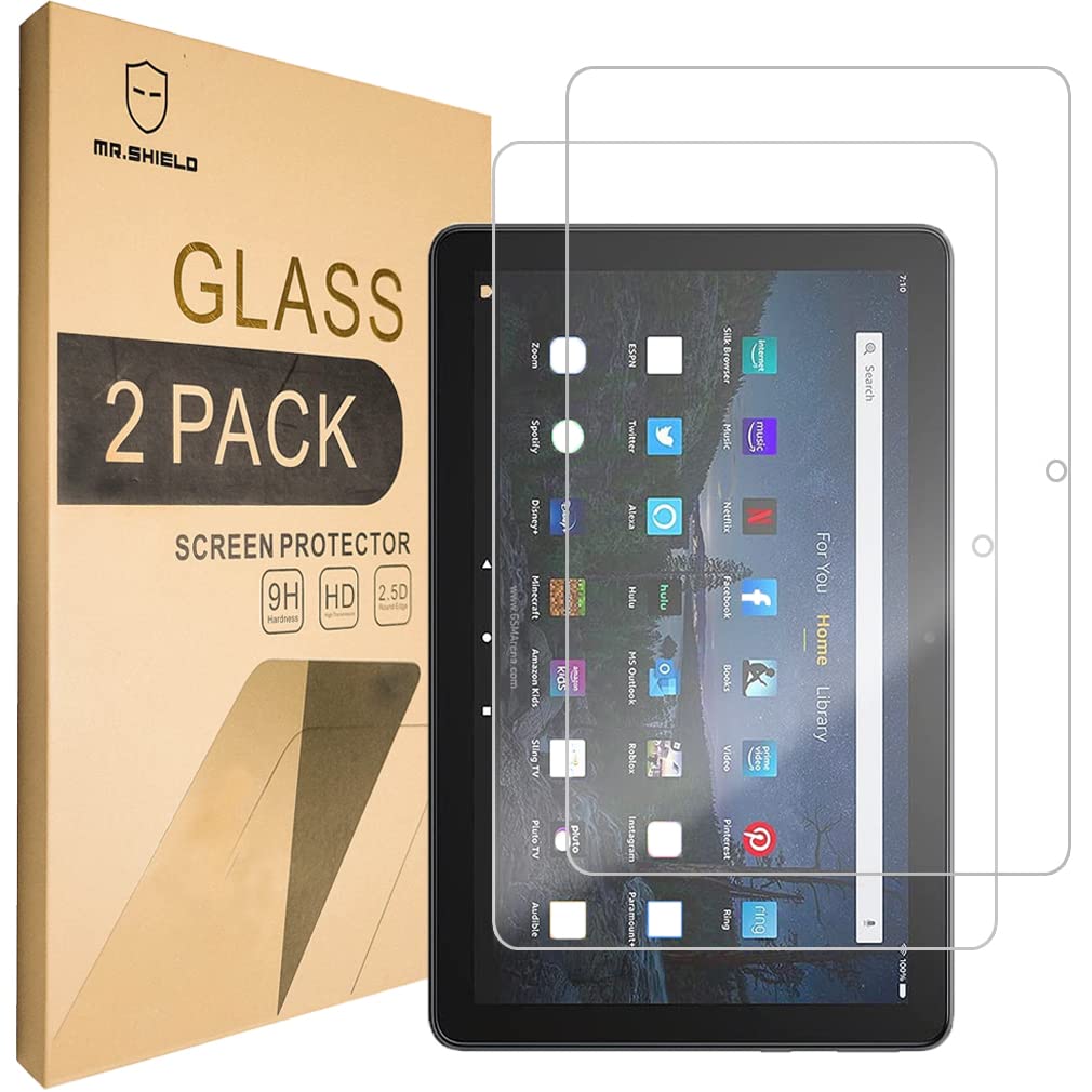 [2-PACK]-Mr.Shield Designed For Fire HD 10 Plus (2021) Release [Tempered Glass] [Japan Glass with 9H Hardness] Screen Protector with Lifetime Replacement