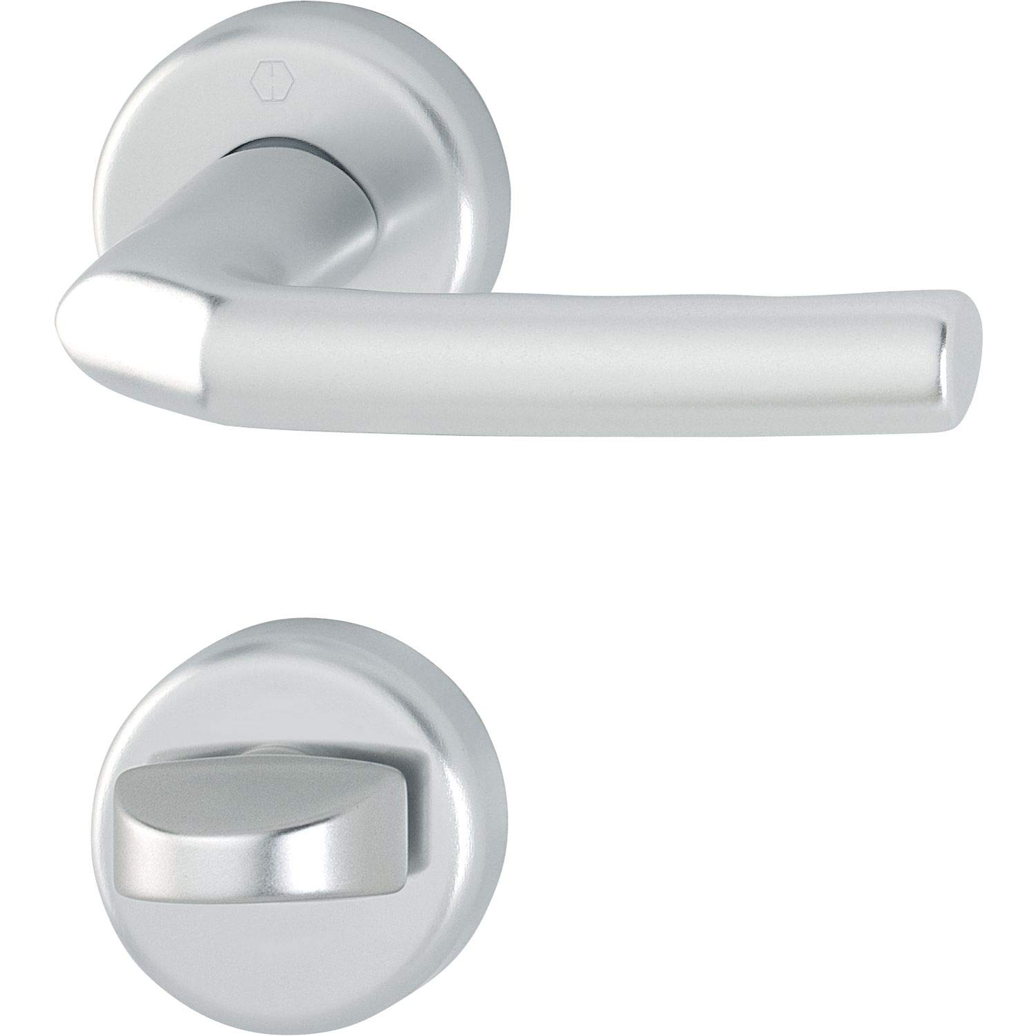 HOPPE Birmingham 3067500 Door Handle Set on Rosette Toilet Door Thickness 37-42 Silver Anodised Colour Size