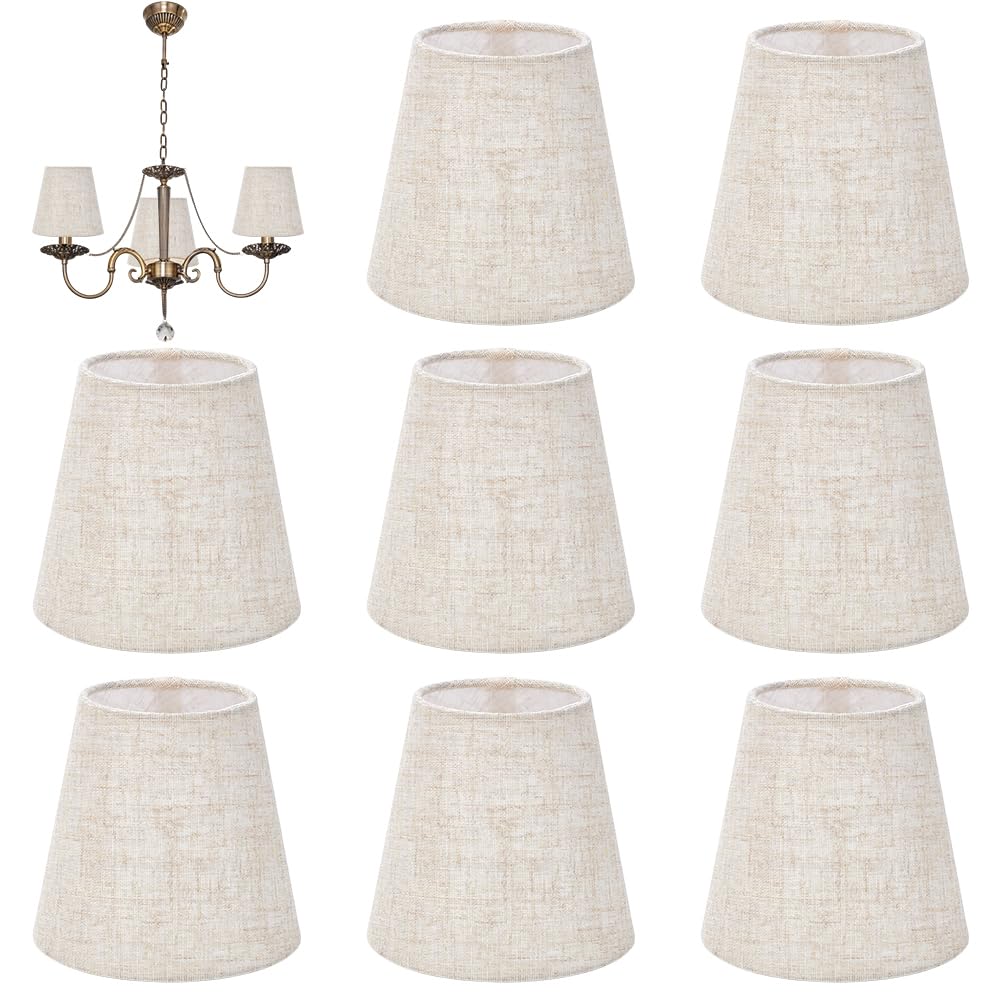 UNICRAFTALE 8 paralumi per lampadari, in lino, 9 x 14 x 13 cm, paralume in iuta, piccoli paralumi a morsetto, per lampada da tavolo, lampadario