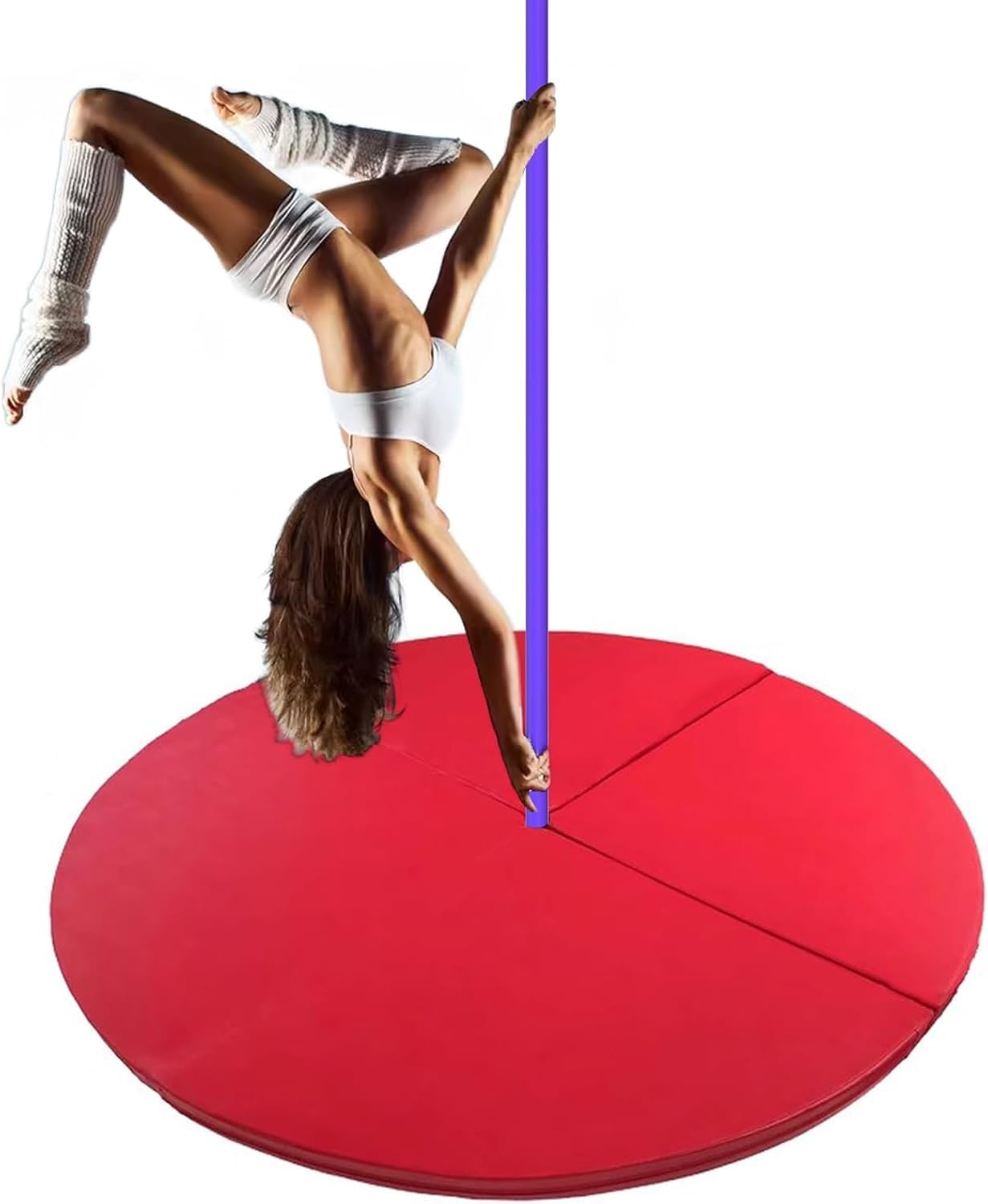 Wjftoday Red Foldable Stripper Pole Crash Mat, Portable Aerial Fitness Protection Pad, Padded Safety Mat For Pole Dancing, 160Cm X 3Cm (63In X 1.2In)