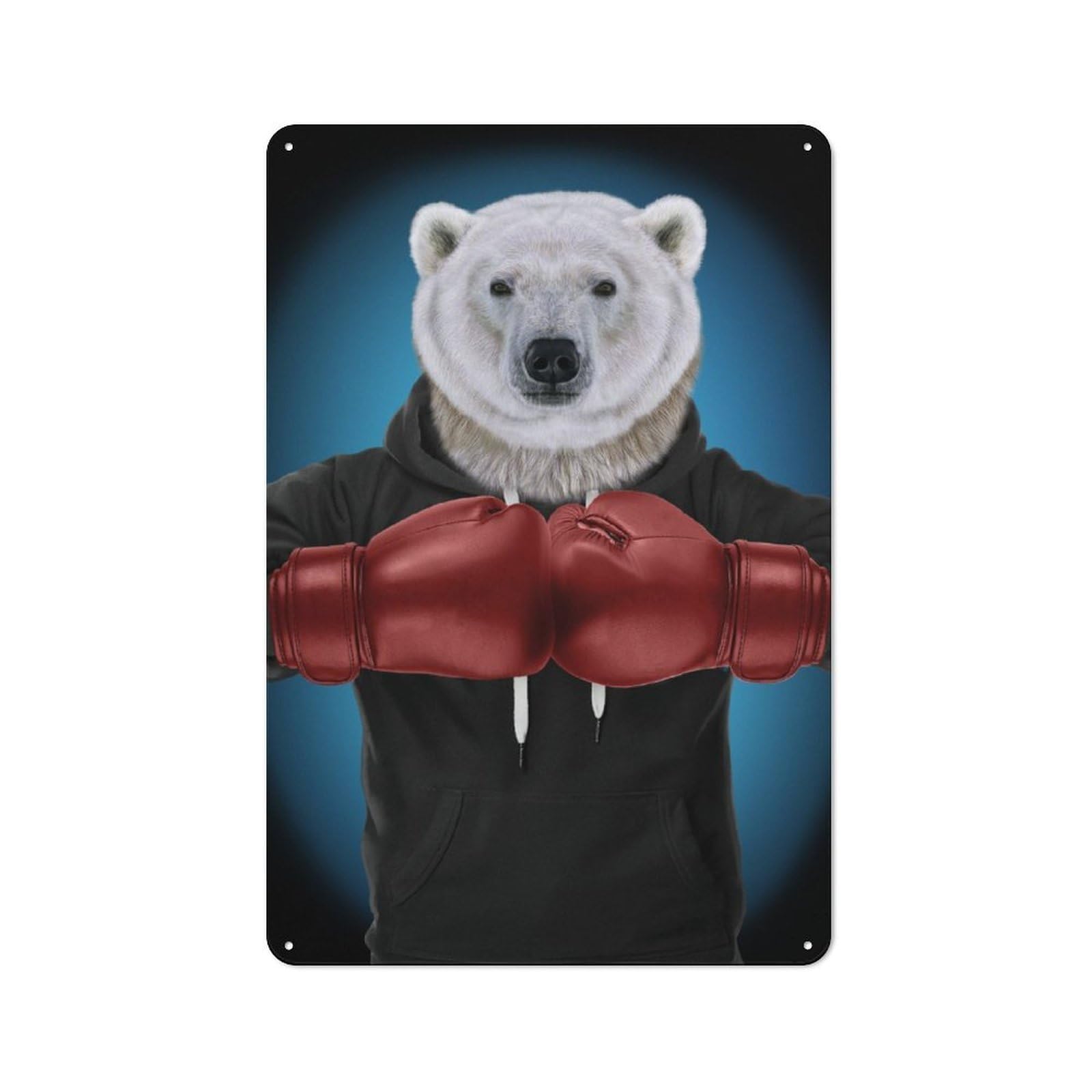 Junmoney Boxer Polar Bear For Garden Room Or Summerhouse, Retro Metal Sign 30X20cm, For Metal Sign Collectors, For Vintage Wall Decor Fans