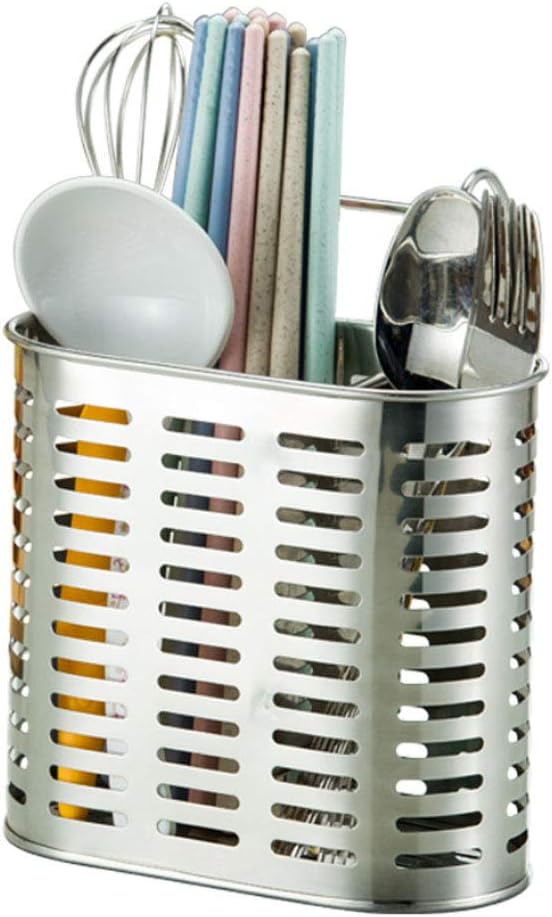 Stainless Steel Hanging 2 Compartments Mesh Utensil Drying Rack/Chopsticks/Spoon