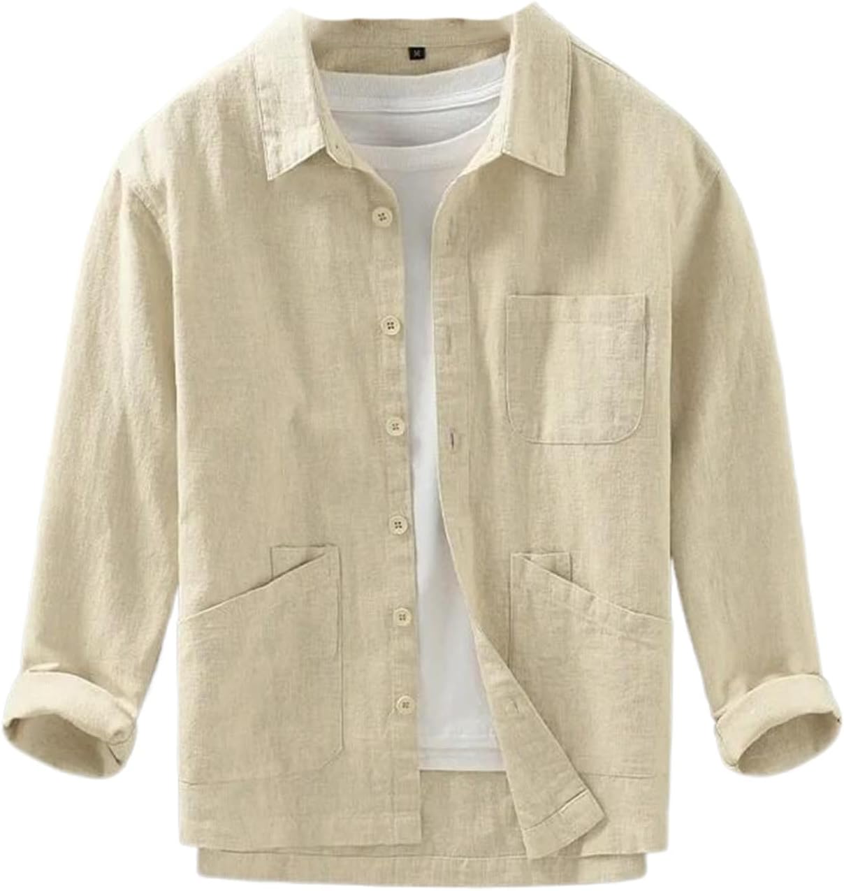 Men's Japan Style Plaid Shirt Classic Loose Square Collar Long Sleeve Tops for Autumn