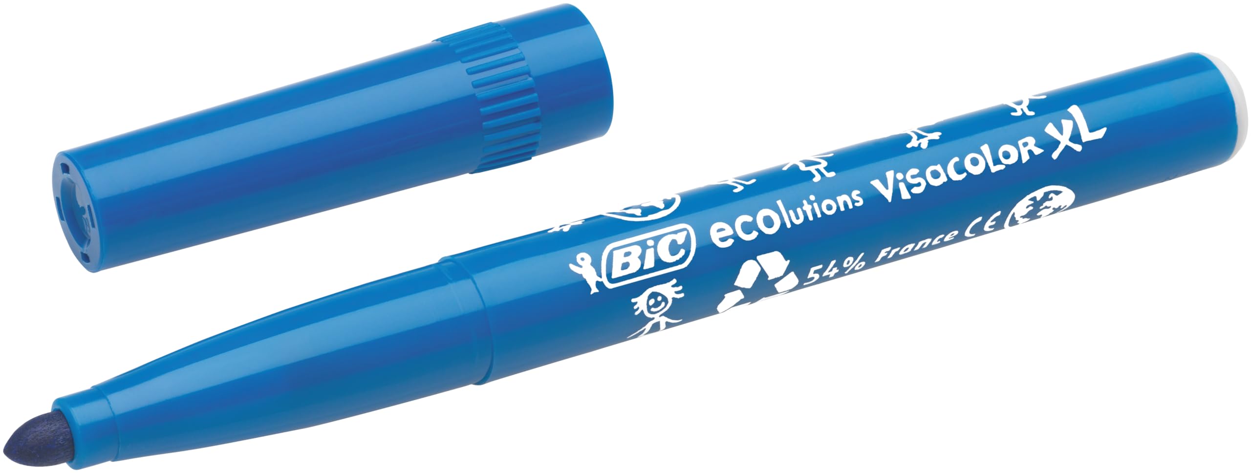 BIC Kids Visacolor XL Feutres de Coloriage à Pointe Large, Lavables, Encre à base d'eau, Pot de 48