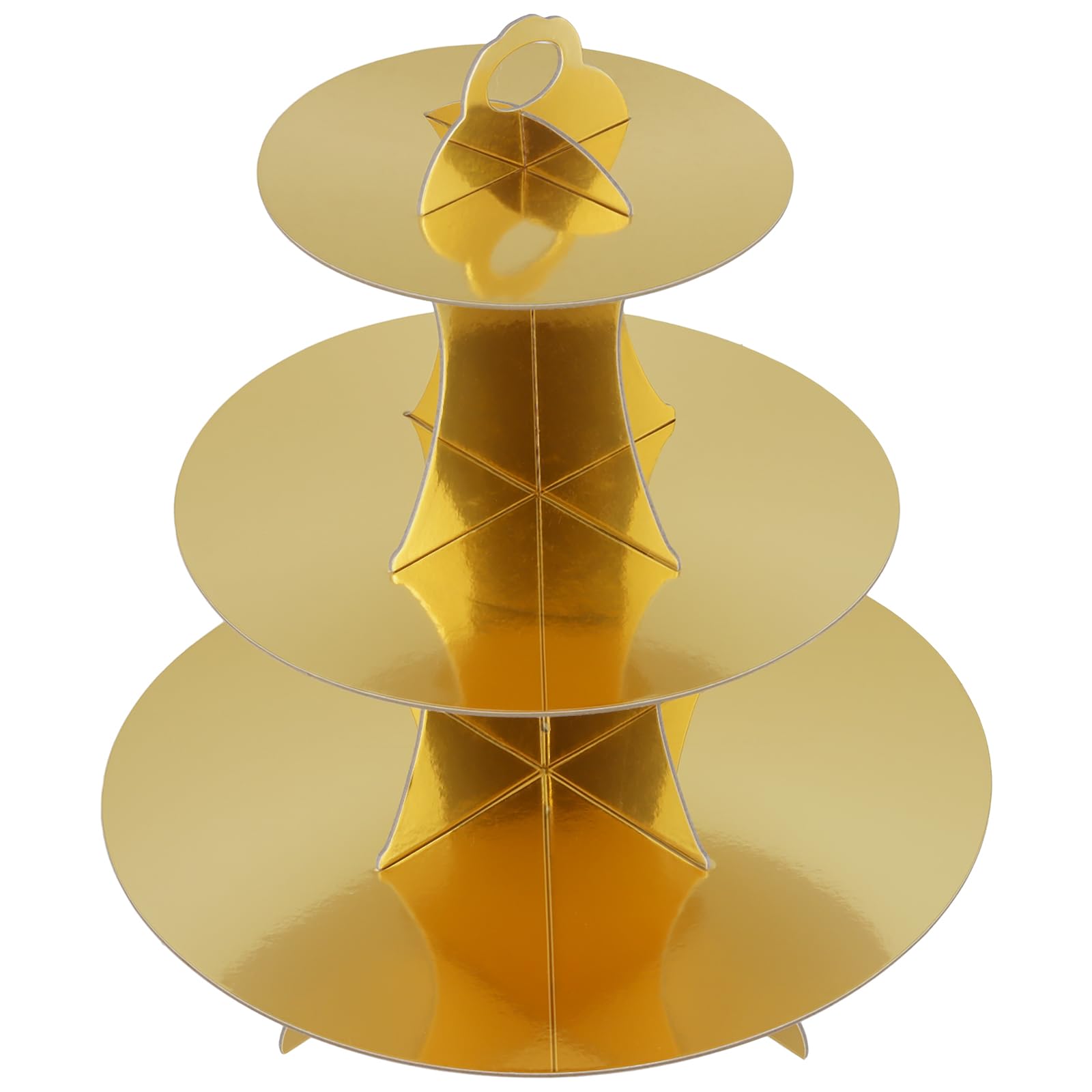 Paquete de 10 soportes de cartón dorado de 3 niveles, soporte redondo de cartón para cupcakes, soporte de exhibición de cupcakes para fiesta de cumpleaños, fiesta de Navidad, boda