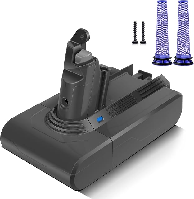 Battery for Dyson V6, Morpilot Replacement Dyson V6 Battery 4600mAh Compatible with V6 Animal, Absolute, SV03 SV04 SV05 SV06 SV07 SV09 DC58 DC59 DC61 DC62 DC72 DC74 Vacuum Cleaner with 2 Pre-filters