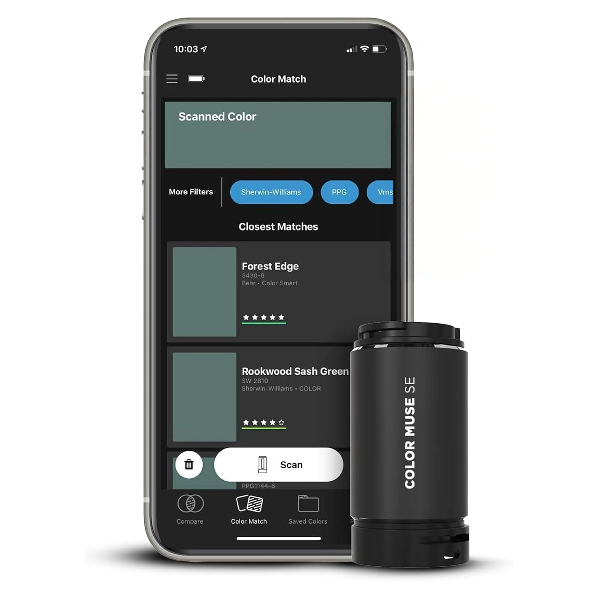 Color Muse SE Colorimeter, Paint Colour Matching Tool, Portable Digital Color Values, Reader & Sensor, Identify Closest Matching Paint with Scanner Device for Painters, Designers & Artists [Energy Class A]