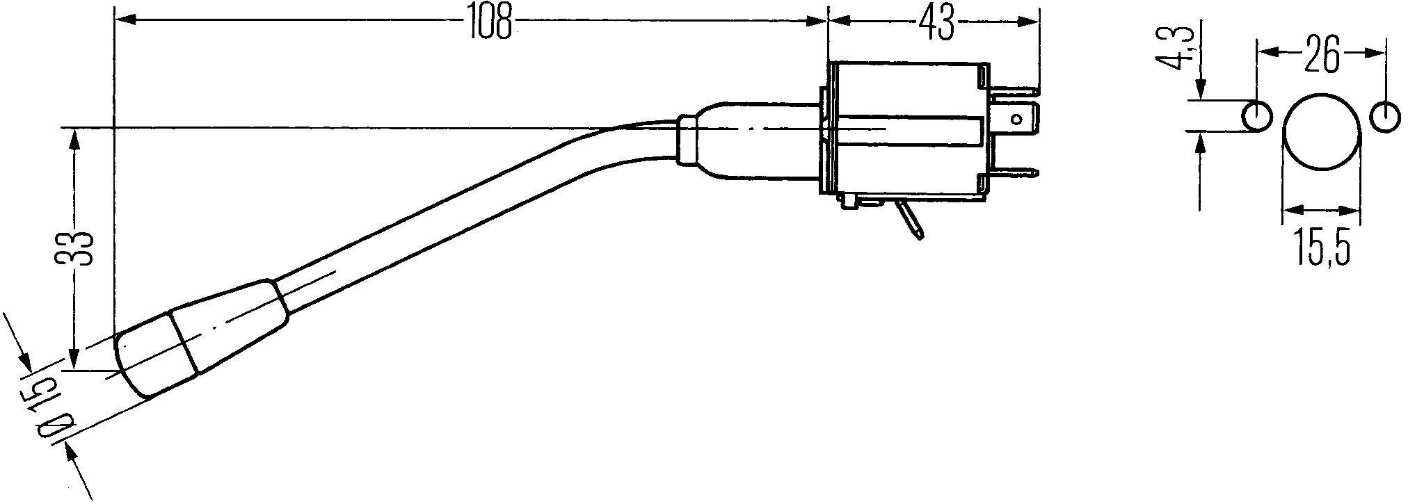 HELLA Lenkstockschalter 6BA 001 539-001 Blinker Hupe Lichthupe 108mm 60mm gebogen