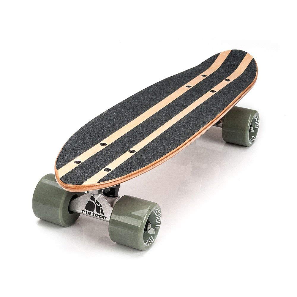 meteor Fancy Board Vintage Mini Cruiser Complete Bois véritable Érable Canadien Skateboard Ridge Mini Skate Planche a roulettes rétro 55 cm / 22 "