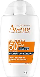 Avène Mat Perfect Tri-Defense Ultra Fluido Protetor Solar FPS50 Sem Cor com Proteção de Luz Azul que Previne Melasma e Deixa Acabamento Invisível, 40g