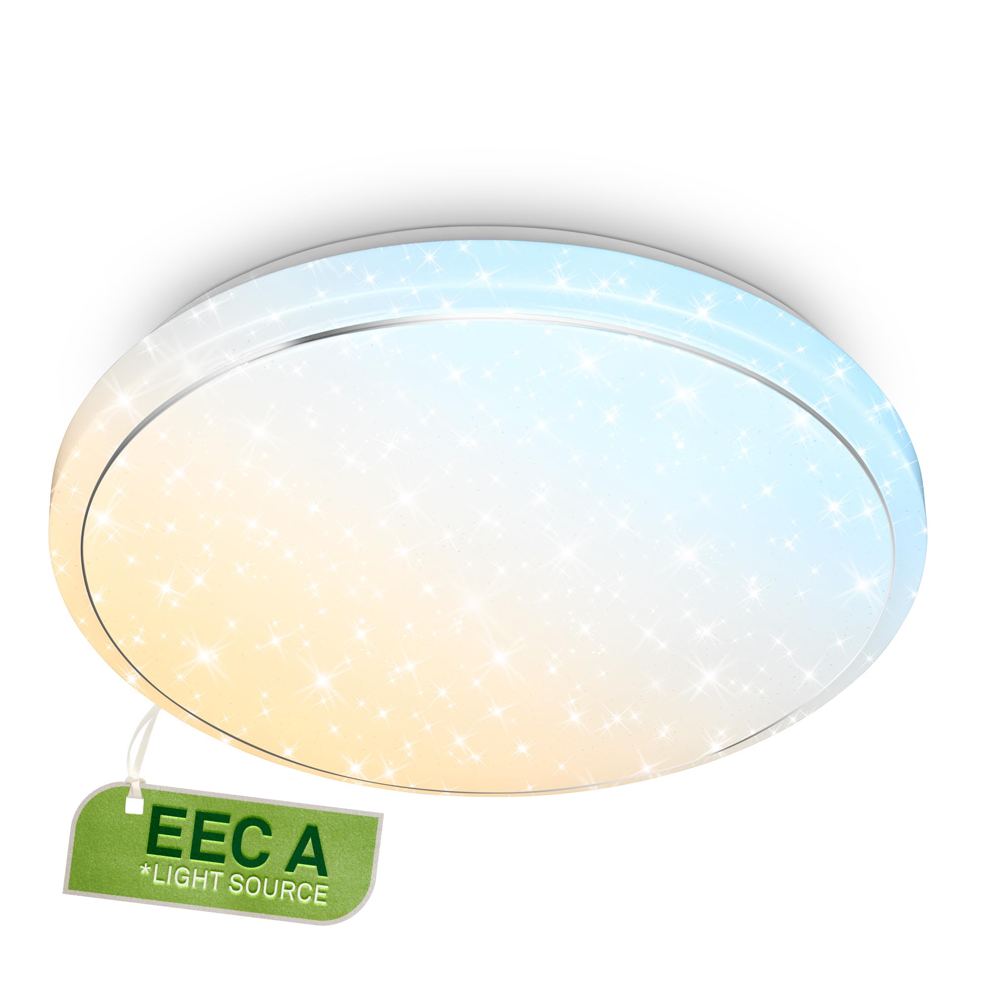 BRILONER - LED Ceiling Light with EEC A Light Source, Remote Control, Dimmable, Warm White to Cool White, Ceiling Lights for Living Room, Bedroom, Lounge, 48 x 8 cm, White