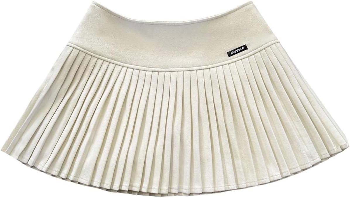 MakeMeChic Women's Pleated Mini Skirt A Line Low Rise Summer Casual Cute Short Skirts