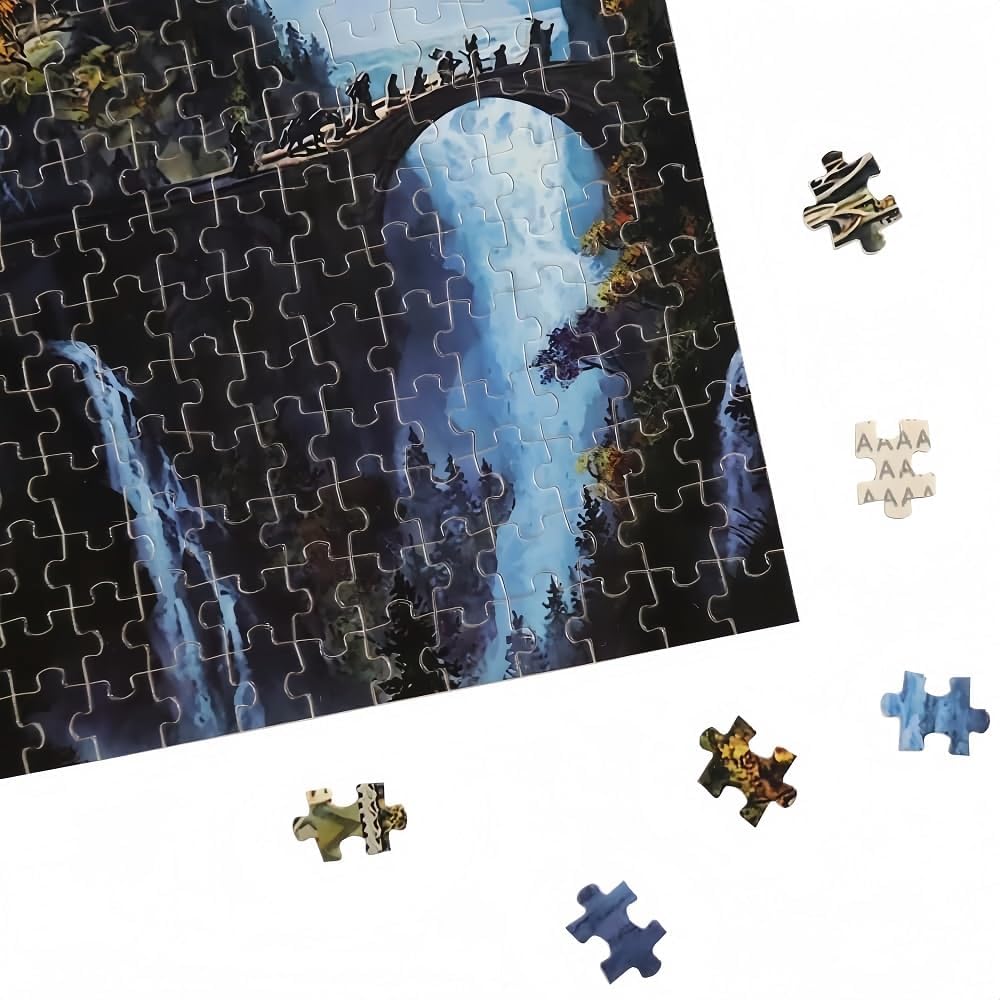 Moruska Fantasy Puzzles for Adults 1000 Piece - Waterfall Castle - Movie Scene Middle Earth Jigsaw Puzzle Cool and Difficult 1000 Pieces Adult Puzzles