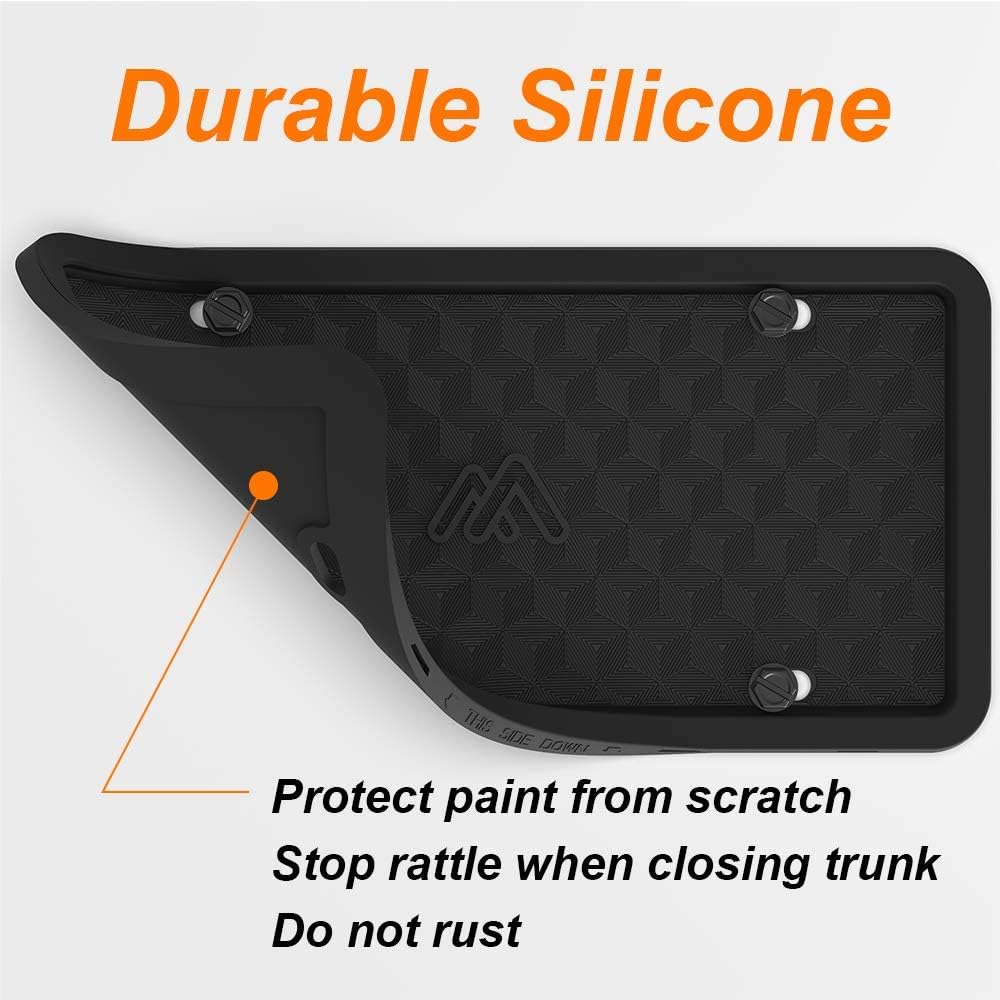 Two Peak Silicone License Plate Frame, License Plate Holder, Rust-Proof, Rattle-Proof, Weather-Proof, Car License Plate - Black (2 Pack)